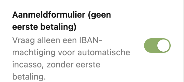 De optie Aanmeldformulier ingeschakeld