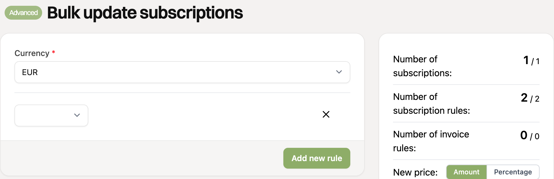 A new filter rule in the bulk editor