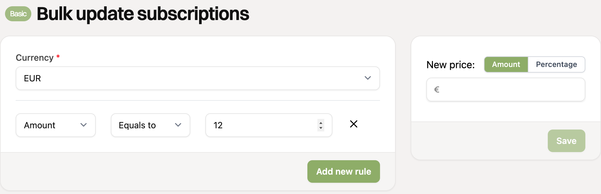 Filter on amount equal to 12