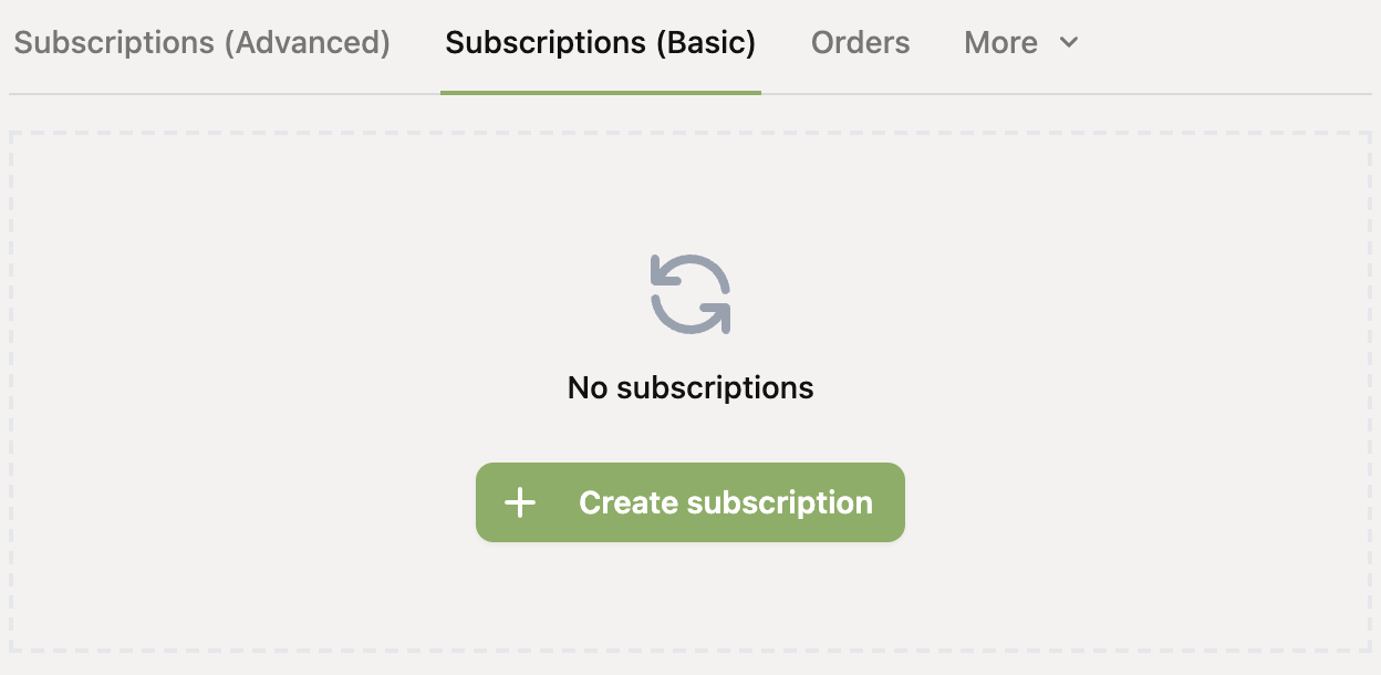 The Create subscription button
