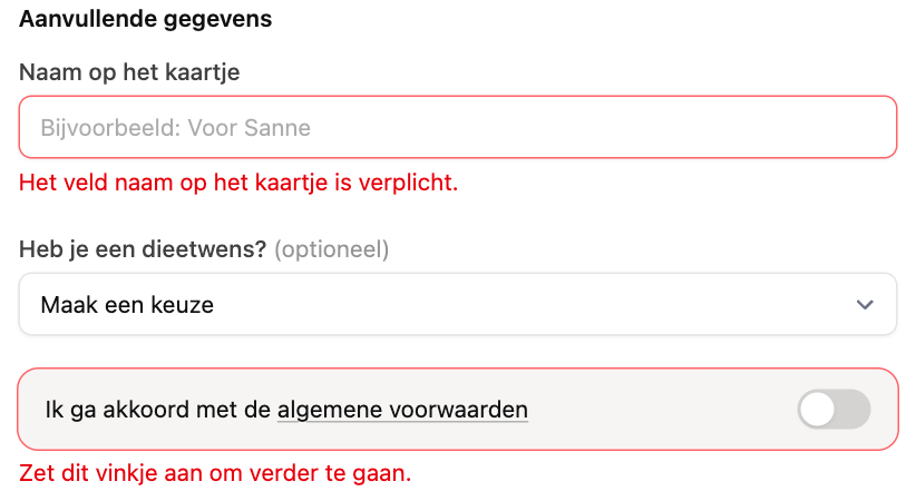 De checkout met een verplicht vinkje voor de voorwaarden