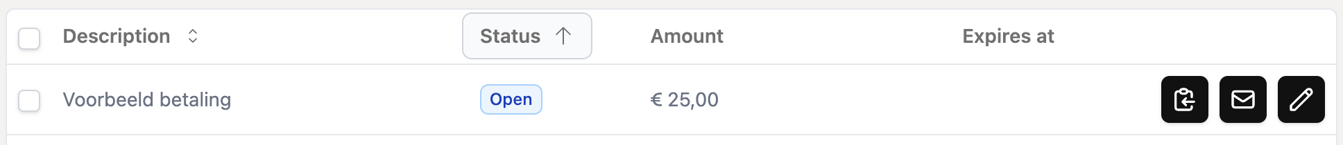 A payment link with the envelope icon