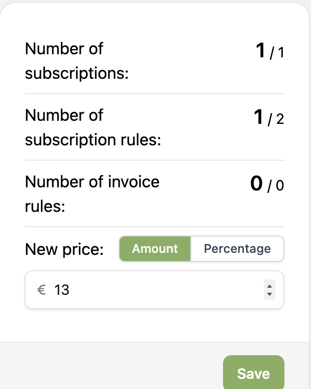 Filling in the new amount and saving