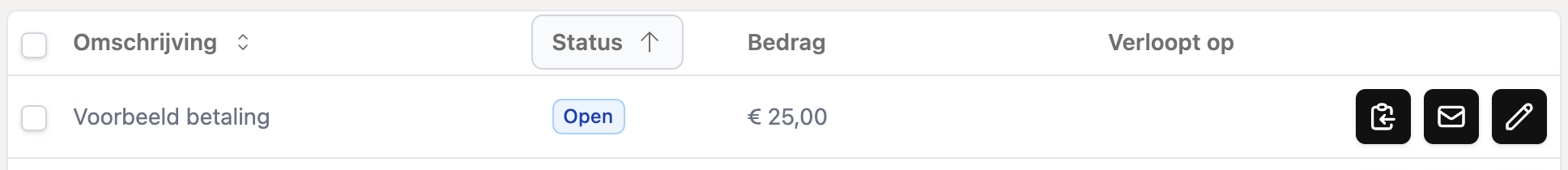 Een betaallink met het envelop-icoon
