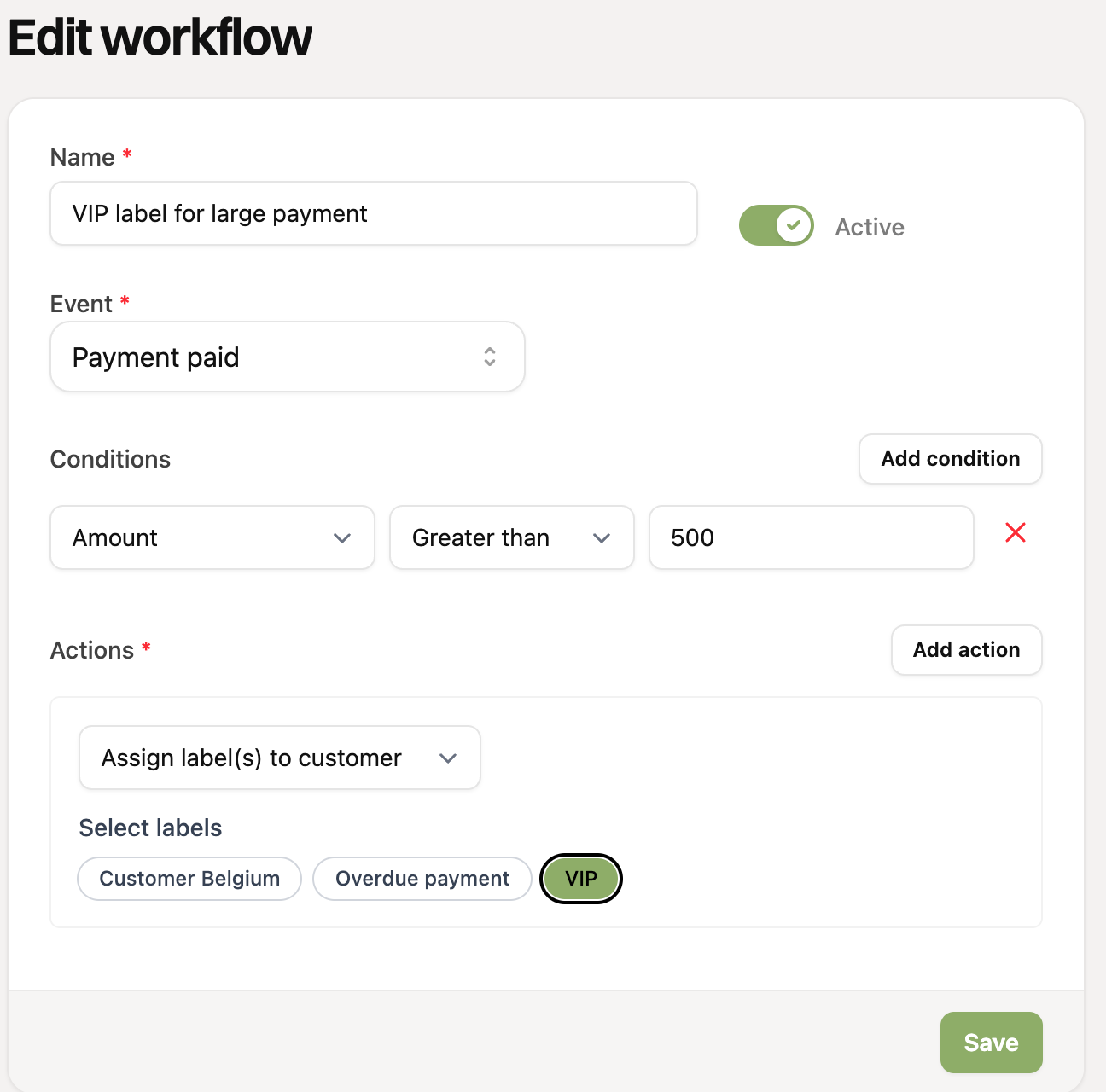 A completed workflow